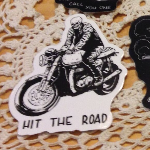 Black and white skeletons, skulls, biker, for cell phone, hydroflask - Picture 6 of 6